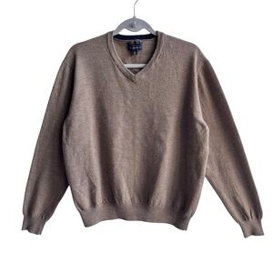 Vintage 90's Club Room Estate Merino Wool Sweater Women’s L Brown V Neck Classic